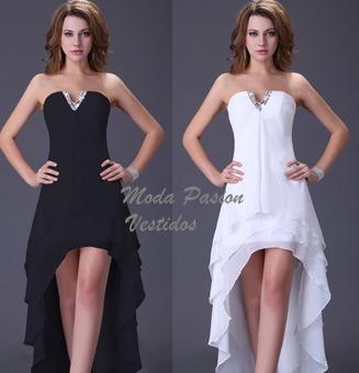 Vestido Gala Negro Corto Largo Graduacion Bodas Moda Pasion