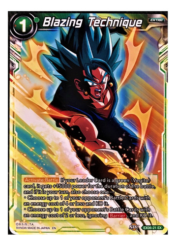 Cartas Dragon Ball Blazing Technique Vegito Ex Darkside Tcg (Usado)