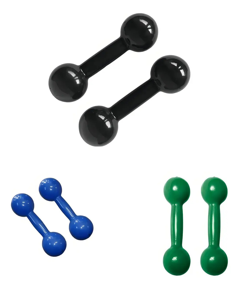 Kit Halteres Fisioterapia 1kg + 2kg + 3kg Cor Azul