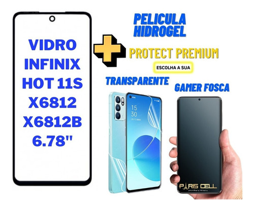 Tela De Vidro Infinix Hot 11s X6812 + Película Hidrogel