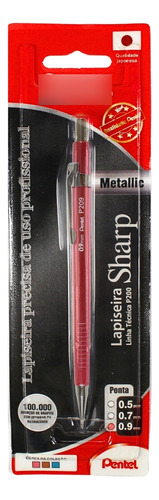 Lapiseira Sharp Pentel P200 Rosa Metálico 0,9mm Cor Rosa Metal
