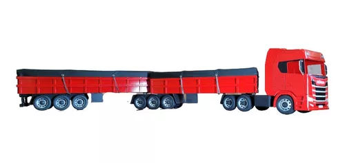 Carreta Scânia R450 Bi-trem Graneleiro Mdf Miniatura Chumbo