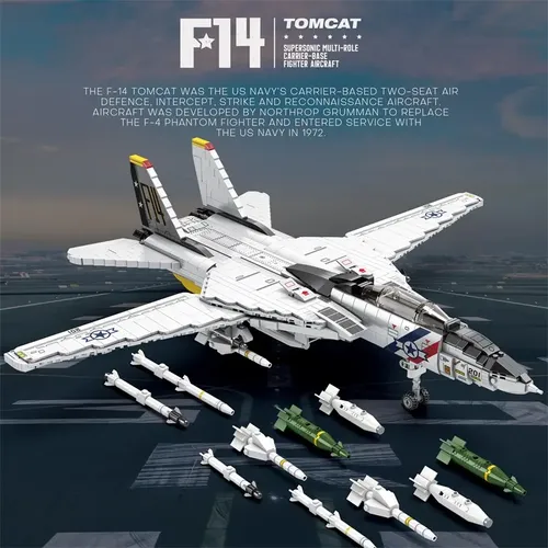 Blocos De Montar: Caça Tomcat F14 Militar | Parcelamento sem juros