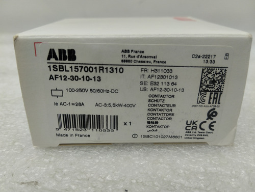Contactor Abb 1sbl157001r1310 Af12-30-10-13 7.5hp 100-250v (Usado)