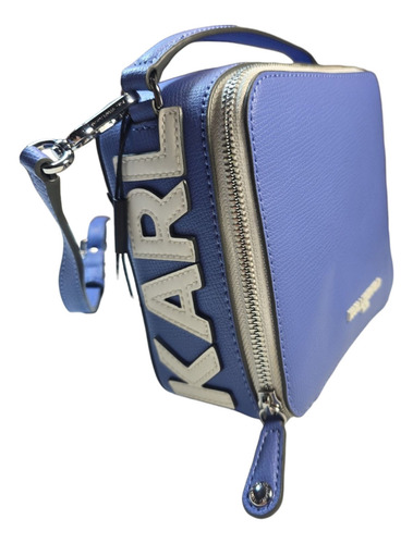 Bolsa Crossbody Karl Lagerfeld Lh3er3cg Color Azul Correa De Hombro Azul Diseño De La Tela Lisa