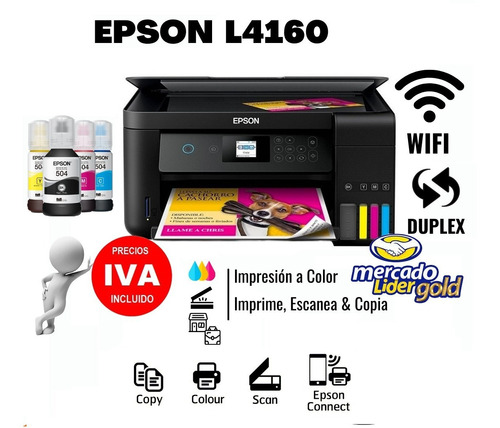 Imagen 1 de 8 de Epson L4160 Duplex Impresora Sistema Original Incl Iva Wifi