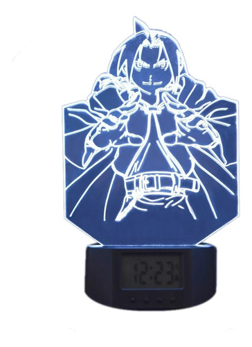 Lampara 3d Edward Elric Full Metal A. Reloj+ Control+ Pilas