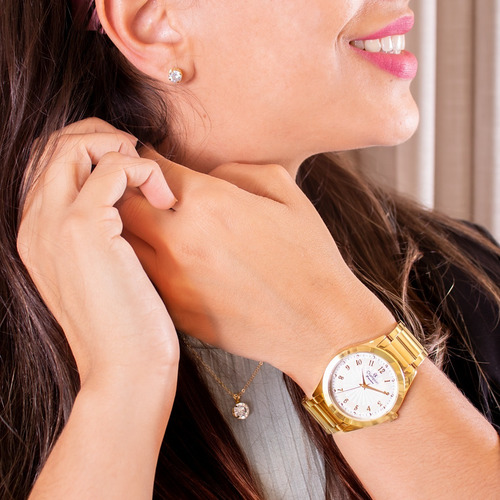 Relógio Champion Feminino Dourado Prova D´água Original
