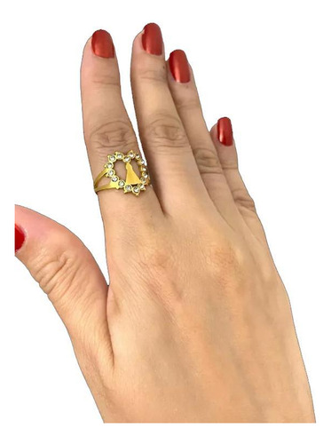 Anel Feminino Nossa Senhora Coração - Banhado A Ouro 18k