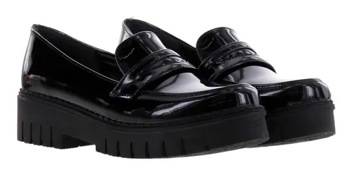 Mocasines Mujer De Charol Suela Chunky Antiderrapante