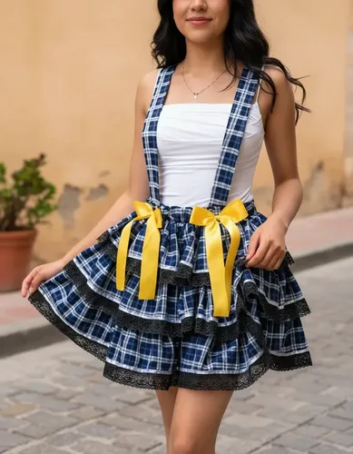 Saia Junina Clássica Rodada Juvenil Caipira Arraiá Adulta Azul - foto 1