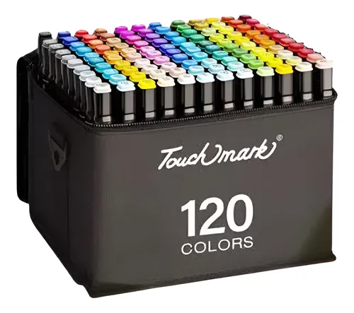 Canetas Permanentes 120 Cores Vibrantes Ponta Dupla C/ Bolsa Fast...