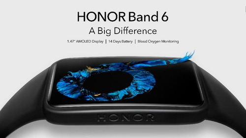 Smartwatch Honor Band 6 1.47" caja black, malla coral pink ARG-B39