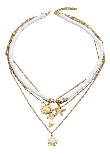 Collar De Conchas Multicapa Estilo Océano