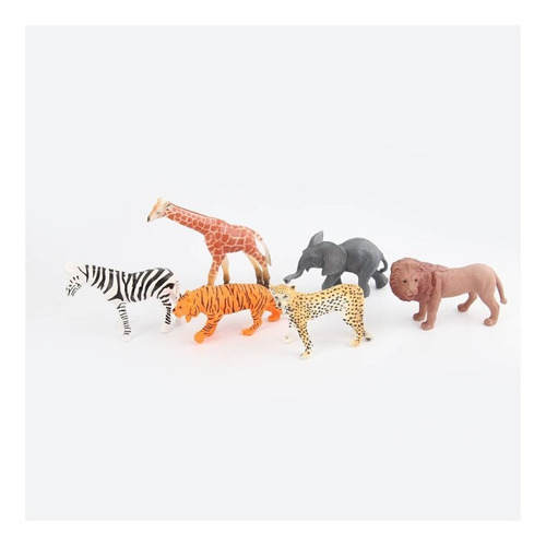 Imagen 3 de 5 de Animales Selva X6 Leon Tigre Elefante Jirafa Zebra Juguete