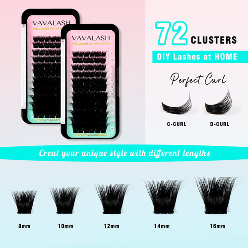Kit De Extensión De Pestañas Vavalash Lash Clusters 72 Piez