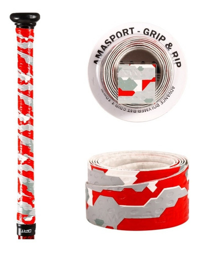 Bat Grip Rojo Gris 1.1mm Beisbol Softbol Cinta Agarre Amaspo