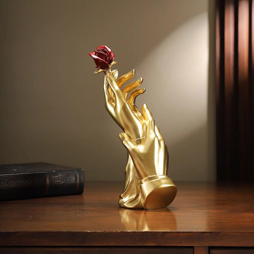 Escultura Estética De La Estatua De Rosa De La Mano