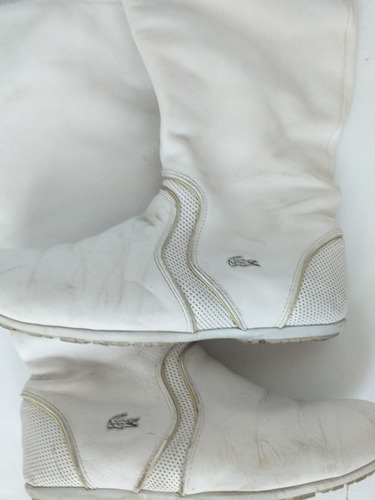 Botas De Verano Lacoste Blancas Caña Alta Casi Sin Uso