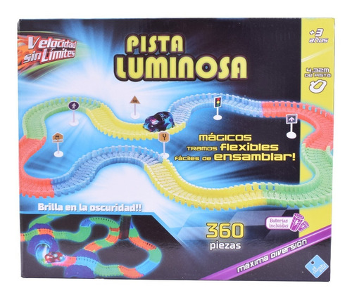 Imagen 1 de 10 de Pista Luminosa Flexible Velocidad Sin Límites 360 Piezas