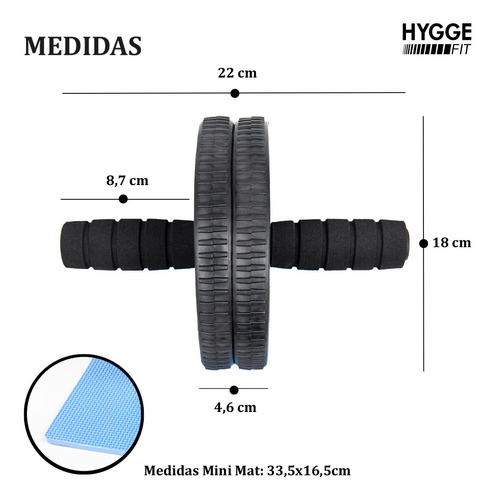 Imagen 2 de 8 de Rueda Abdominales + Mini Mat Entrenamiento Ejercicio Fitness