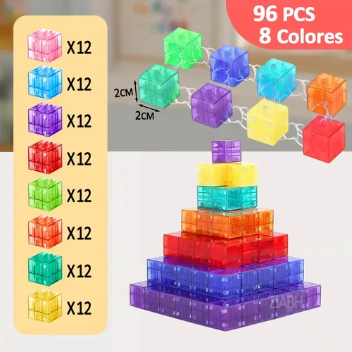 HOTUT Bloques Magnéticos 3D 96 Piezas – Juguete Educativo STEM Con Imanes Fuertes, Para Niños Y Niñas, Regalo Creativo