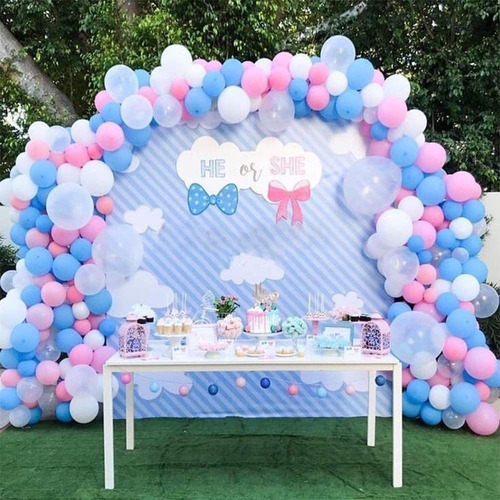 Rosa Pastel Blanco Azul Globos Garland 126 Uds Látex Globos