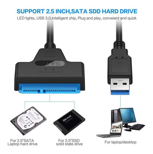 Cable Usb 3.0 A Sata 22 Pin 2.5  Disco Duro Estado Sólido 5g