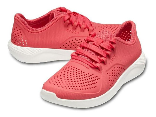Imagem 4 de 5 de Crocs Literide Pacer Woman Poppy/white