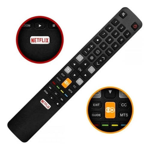 Controle Compatível Tv Semp Tcl Smart Netflix E Globo Play