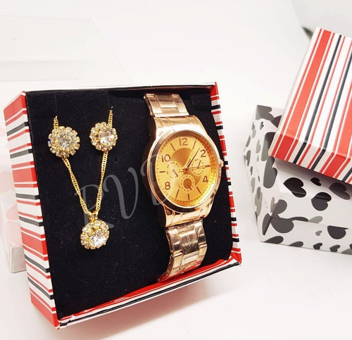 Kit Com 10 Relógios Feminino Atacado + Joias Foliado + Caixa