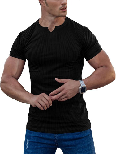 Agilelin Camisas Elásticas Musculares Para Hombre, Manga Cor