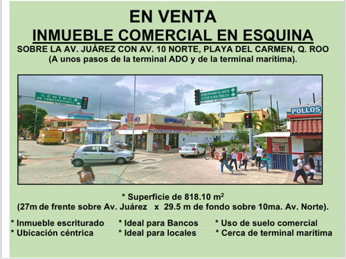 Terreno En Esquina, Centro De Playa Del Carmen, Q. Roo