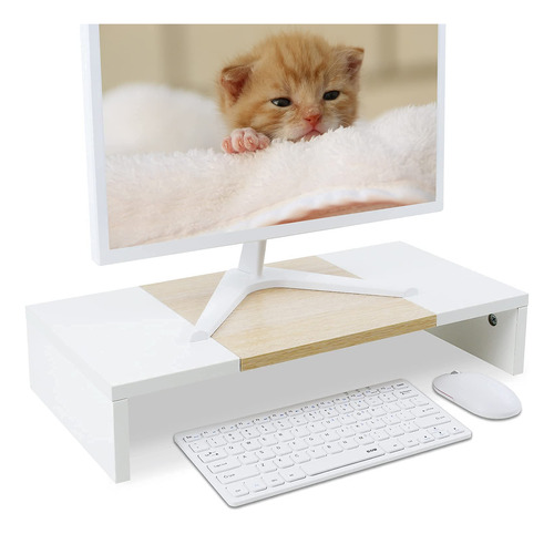 Soporte Para Monitor Teamix Wood Con Almacenamiento De 20 Pu