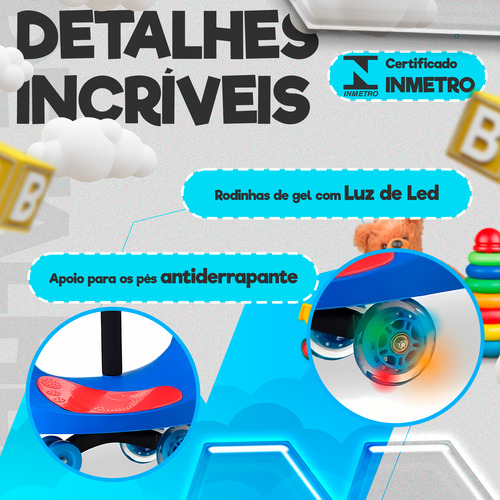 Carrinho Gira Rolimã Com Led Luz Som 100 Kg Gira 360o Cores