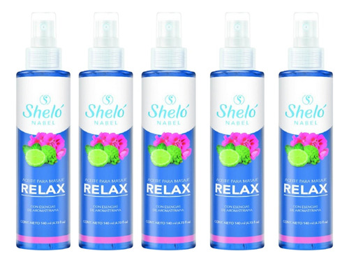 5 Pack Aceite Para Masajes Relax Shelo