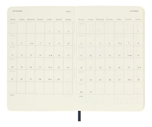 Moleskine Agenda Semanal 2023, 18 M, Bolsillo, Negro,
