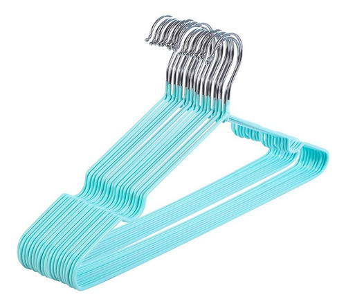 20 Ganchos Ropa Metal Inoxidable Anti Desliz De Por Vida Color Celeste
