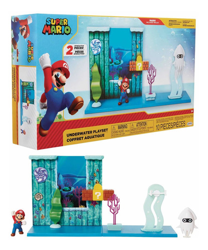 Figura De Super Mario Cofre Acuatico Incluye Accesorios