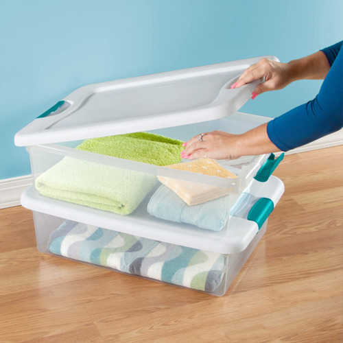 Caja De Almacenamiento Con Cierre Base Transparente 30 Litro