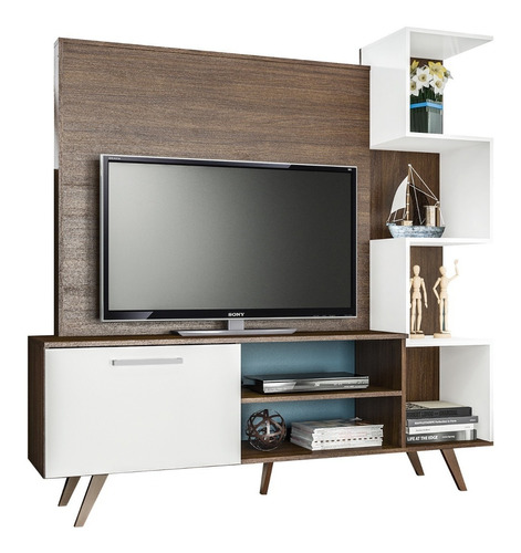 Rack Tv Modular Mueble De Living Moderno Estantes En Blanco