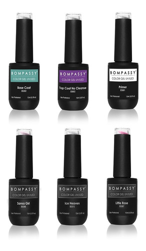 Kit X 6 Esmaltes Semipermanentes Profesionales Bompassy 