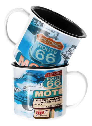 Taza Enlozada Lechera Motel Ruta 66 Estados Unidos 