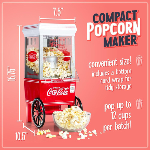 Máquina De Palomitas Nostalgia Ofp501coke Aire Caliente Roja
