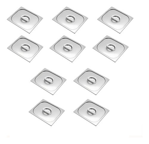 Kit 10 Tampas Para Cuba Gastronômica Gn 1/2 Aço Inox Buffet