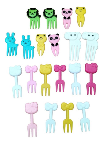 Mini Tenedores Palillos 20 Piezas Hello Kitty Animalitos 