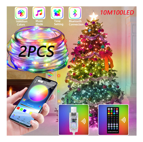 Led String Lights App Control Remoto Navidad 10m Luces 2 [u