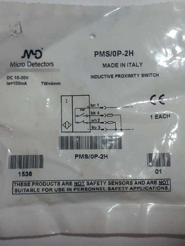Sensor Inductivo Micro Detector Pms/0p-2h (12mm)
