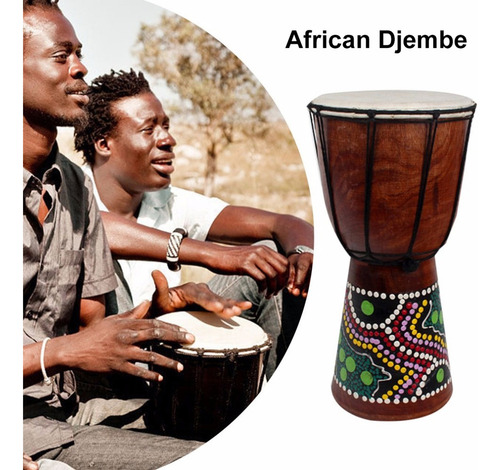 Aplicable A Tambor Africano De Piel De Cabra Tallado A