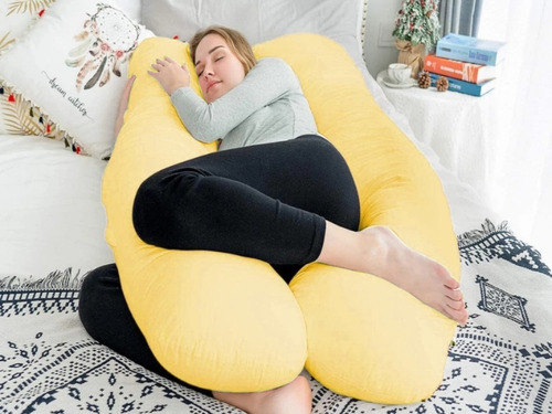 Almohada/cojín De Embarazo, Lactancia O Descanso En G Color Amarillo Geométrico